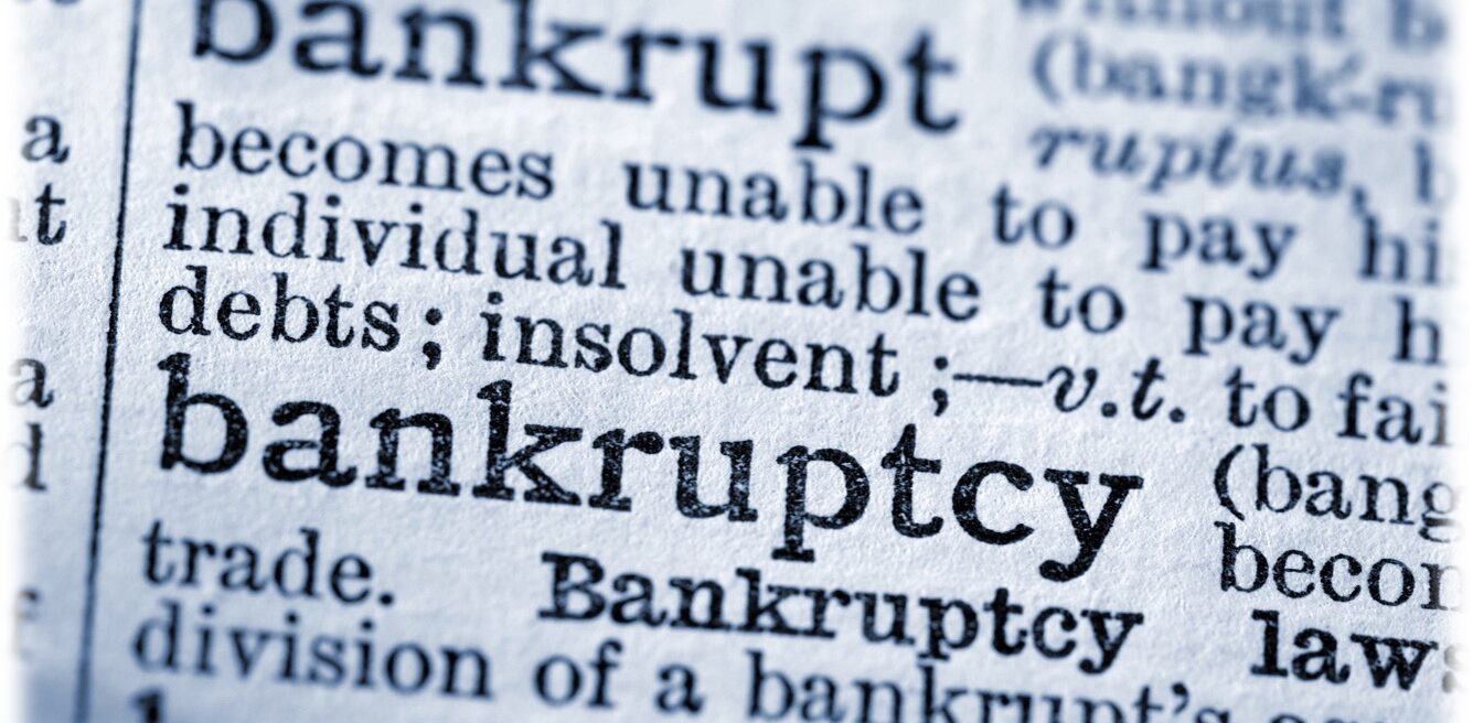 Bankruptcy is print showing as if in a dictionary