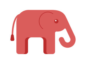 Cute red elephant for USA election. Republican Party symbol.