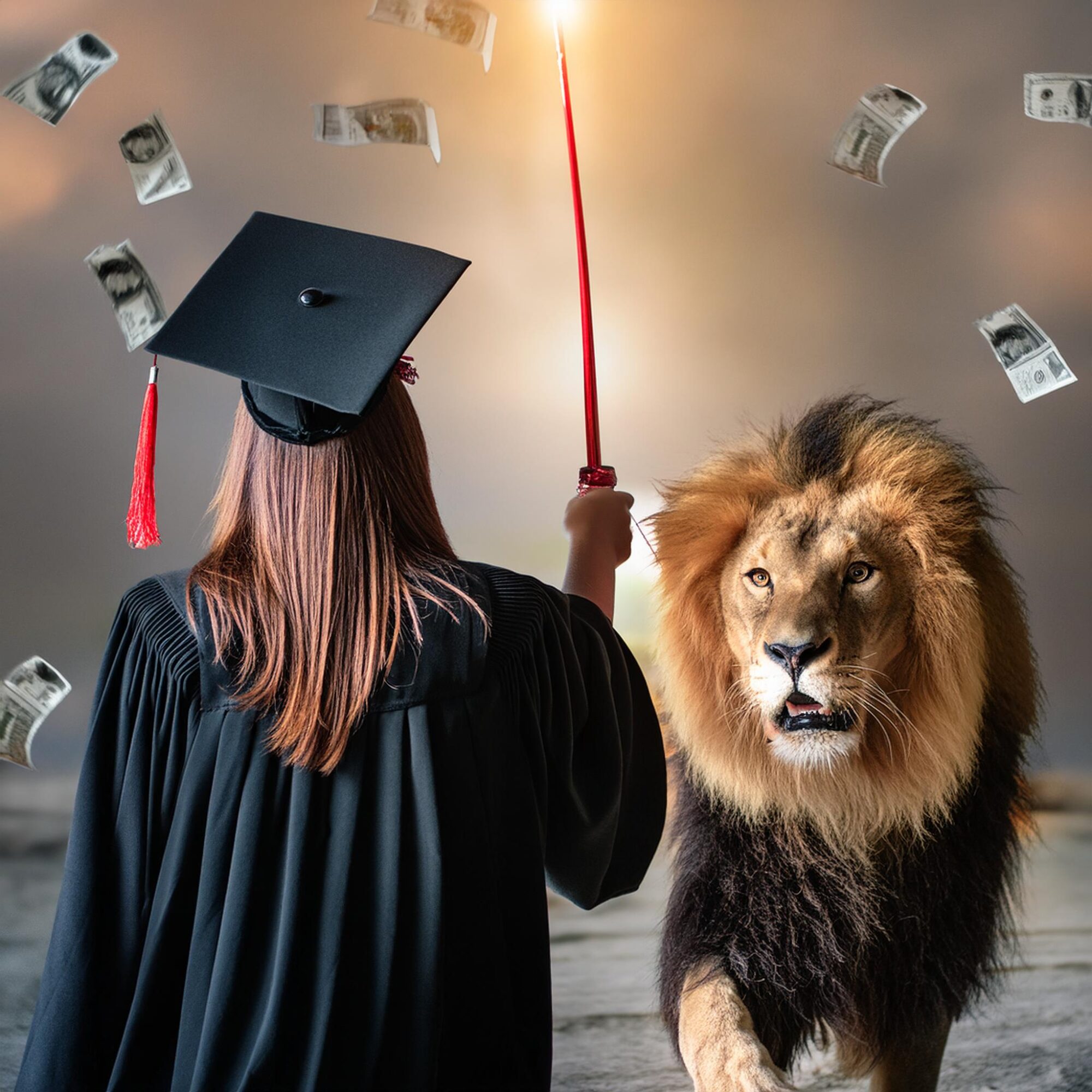 female-graduate-wearing-a-black-cap-and-gown.-graduate-is-holding-a-red-whip-up-in-the-air-