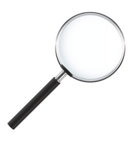 Realistic Magnifying glass set. 3D vector magnifying glases with shadow on a transparent background